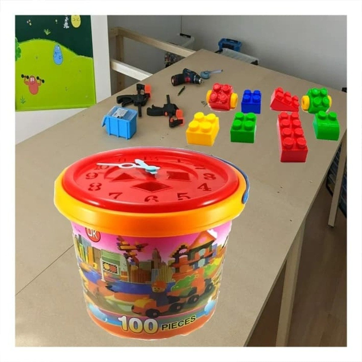 PACK2 LADRILLOS CREATIVOS MULTICOLOR PARA JUEGO DIDACTICO HOGAR CON BALDE Y+REGALO STICKER - 5
