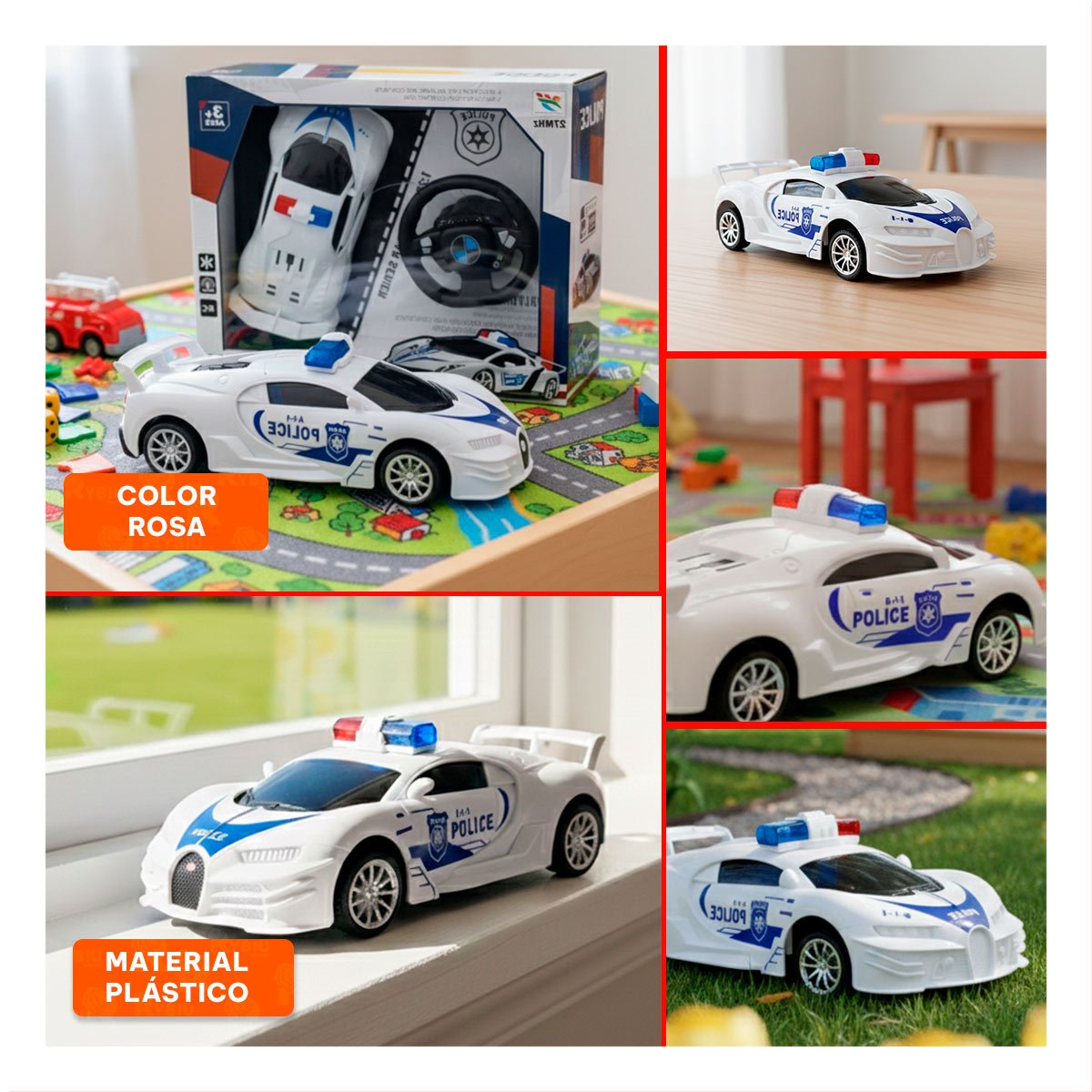 ELEMENTO A CONTROL REMOTO POLICIA BLANCO Y AZUL PARA JUEGOS EN HOGAR - 5