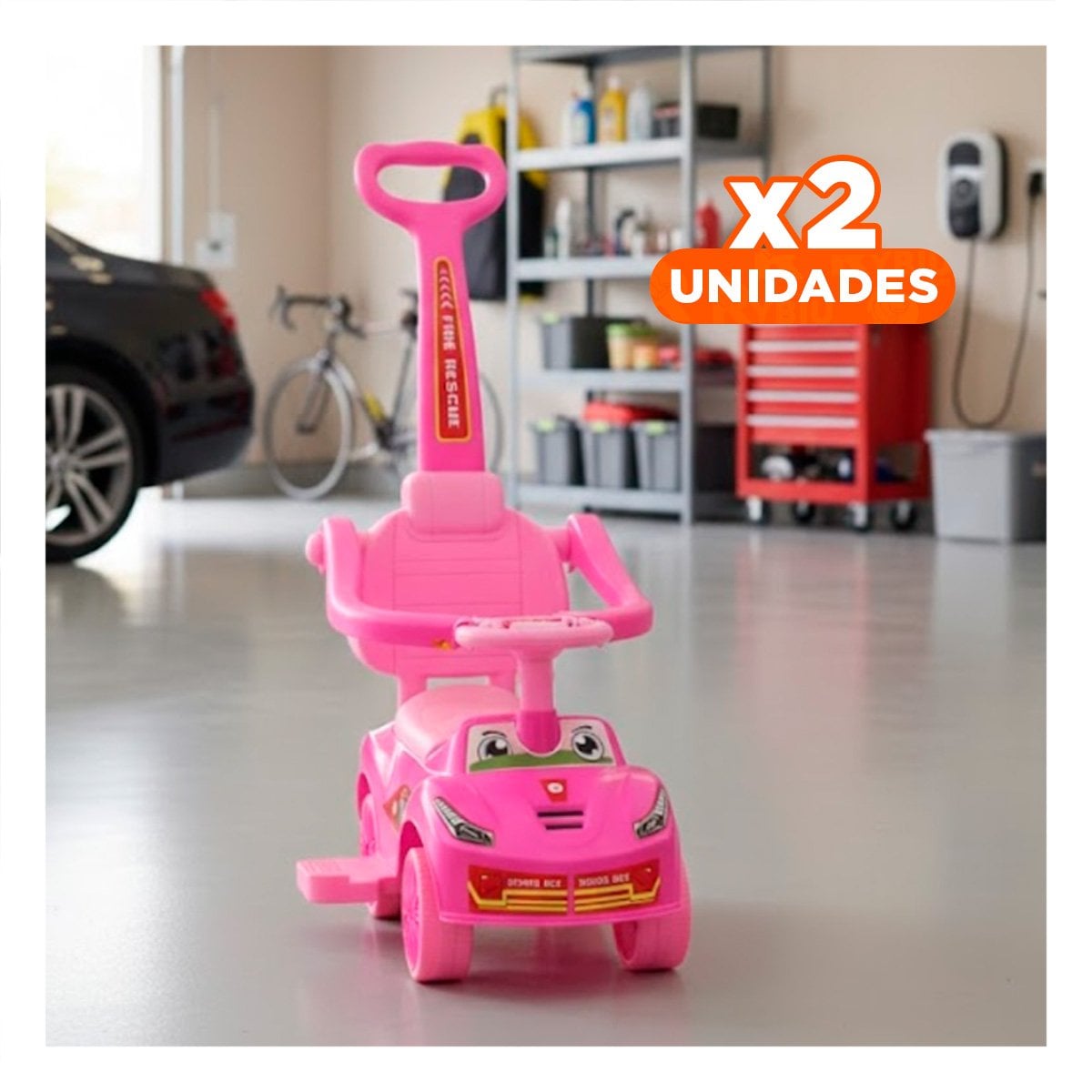 PACK2 JUEGO INFANTIL DE ARRASTRE CON MANGO DE EMPUJE PARA NINO Y+REGALO STICKER - 1
