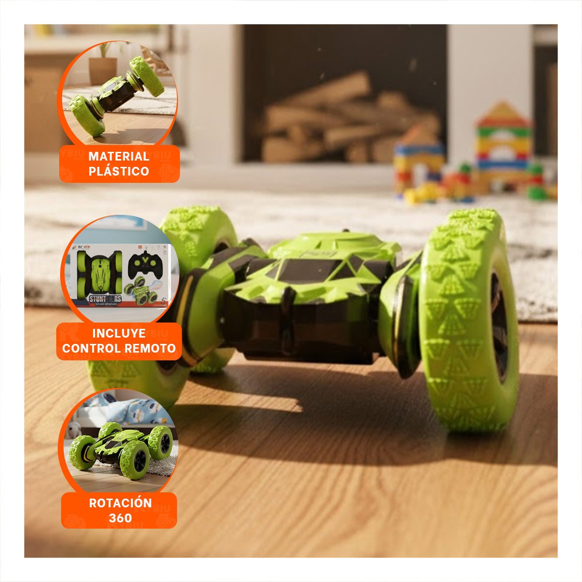 PACK2 BUGGY ACROBATICO CON CONTROL REMOTO PARA JUEGOS DE ACCION Y+PAPEL REGALO - 5