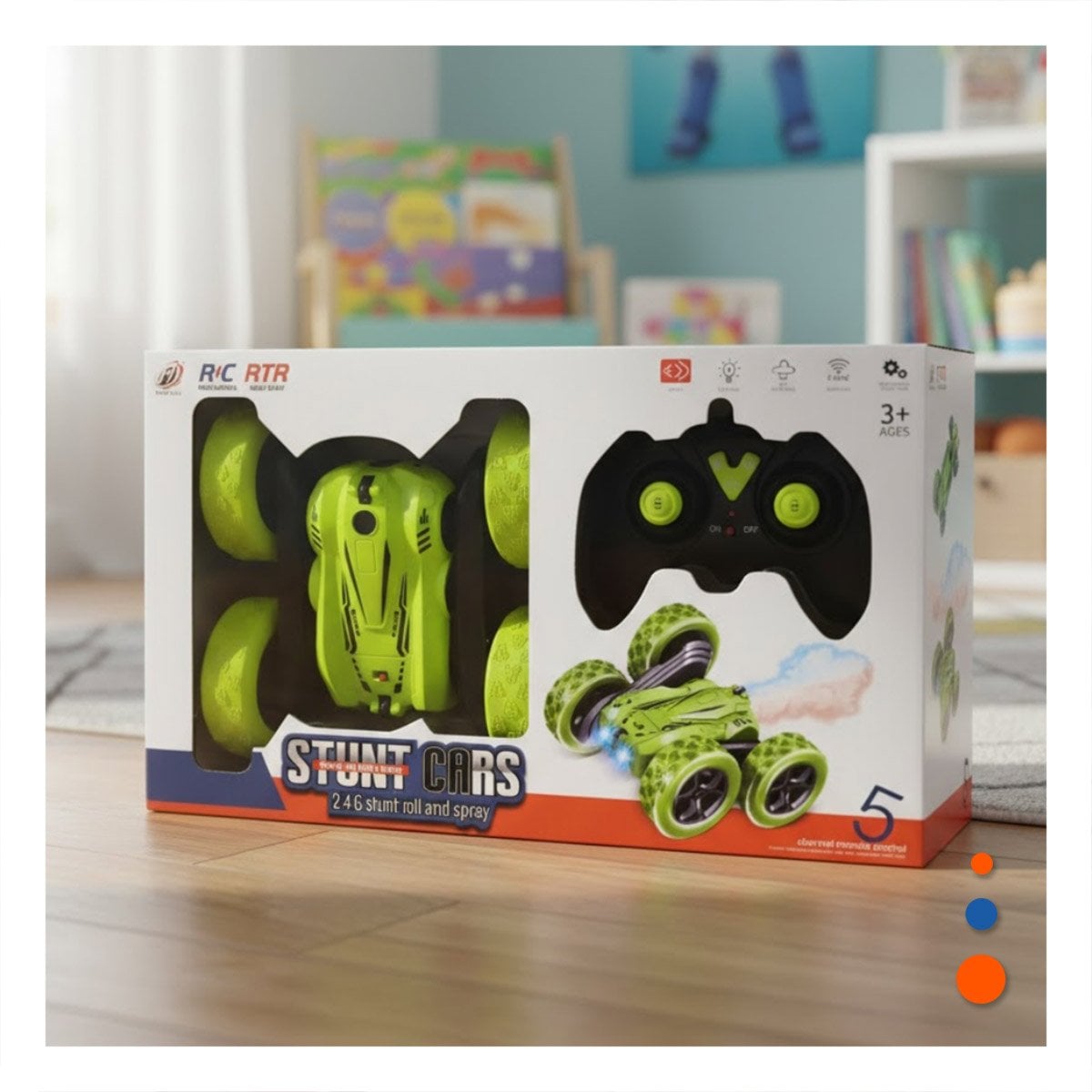 COCHE ACROBATICO CON CONTROL REMOTO PARA JUEGOS EN INTERIORES Y+PAPEL REGALO - 2