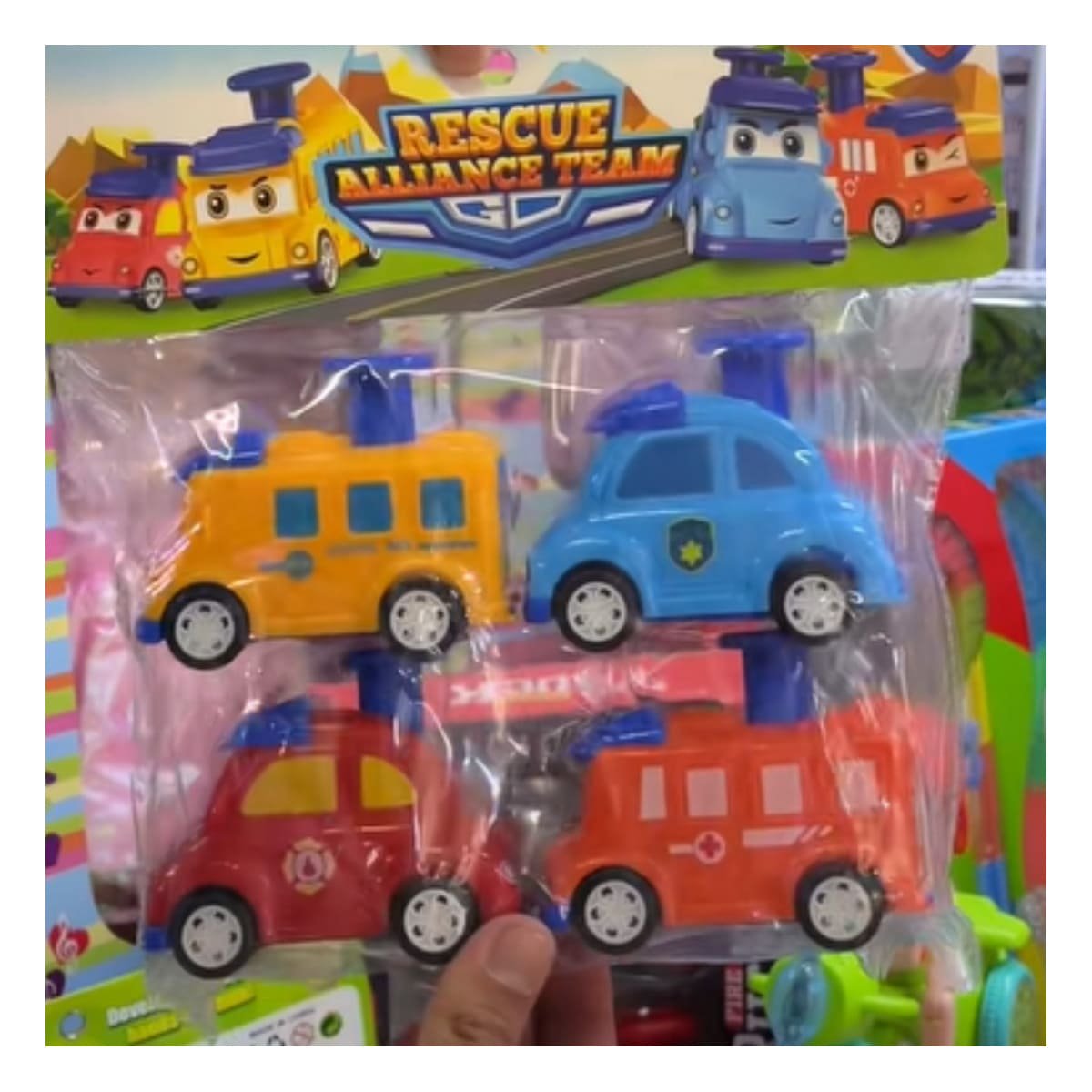 PACK6 EQUIPO DE RESCATE CARROS 4 PIEZAS MULTICOLOR PARA JUEGO INFANTIL CREATIVO Y+PAPEL REGALO - 2
