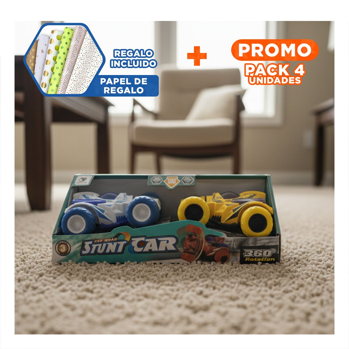 PACK4 AUDAZ STUNT DOBLE CON CAJA PARA JUEGO DE RETOS Y DIVERSION Y+PAPEL REGALO - 1