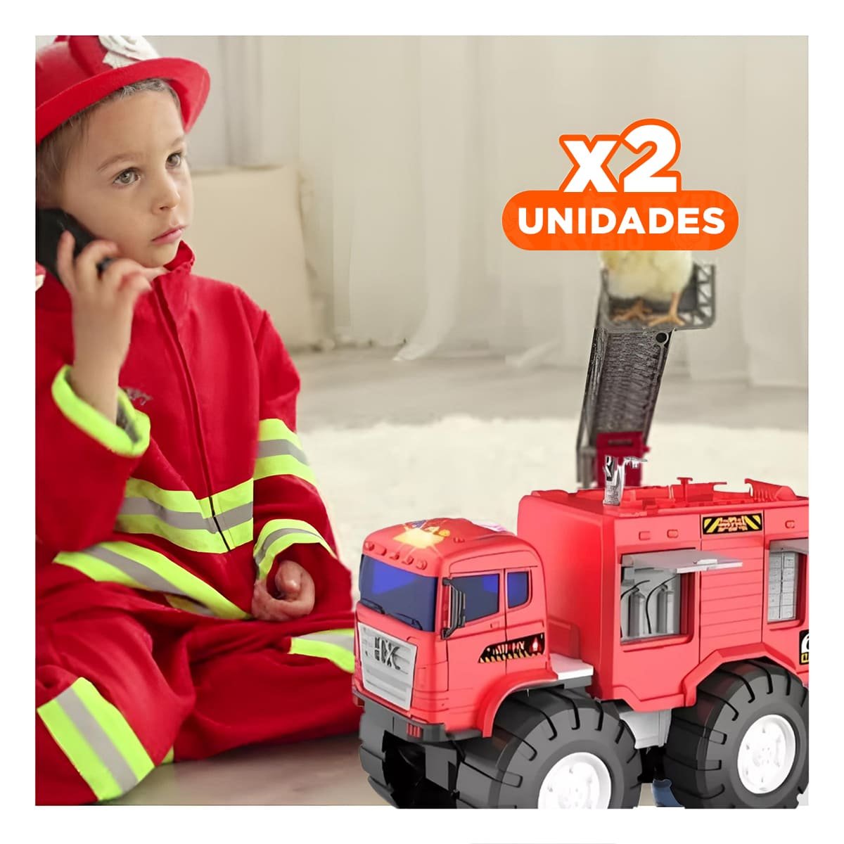 PACK2 AYUDA BOMBERO ROJO EN BOLSA JUGUETE RESISTENTE PARA JUEGO DIARIO EN CASA Y+REGALO STICKER - 1