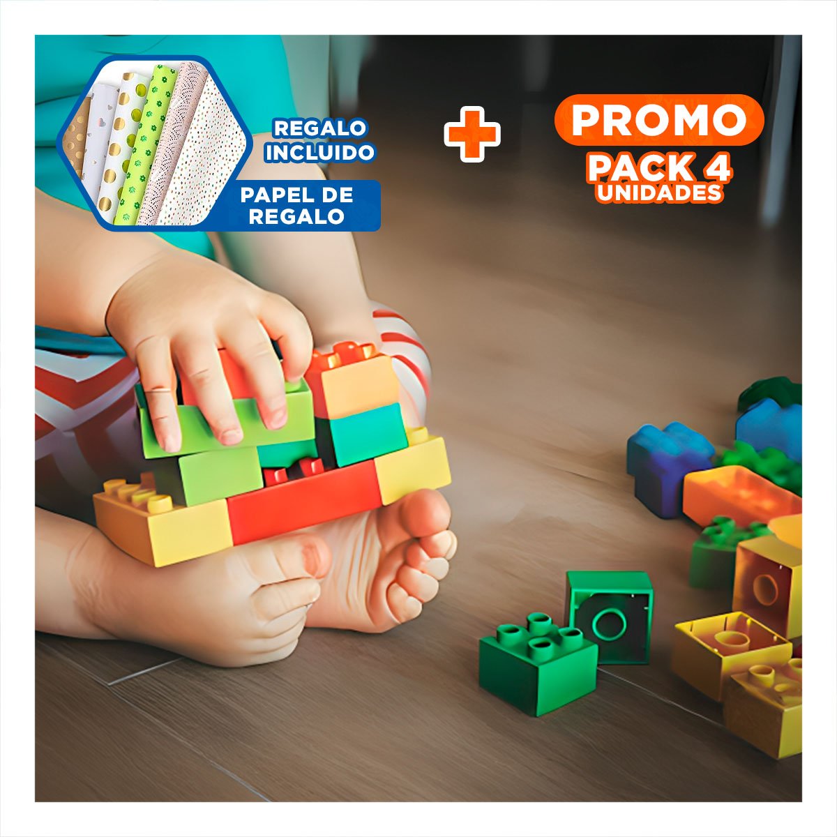 PACK4 SET CREATIVO MULTICOLOR PARA JUEGO DIDACTICO HOGAR CON BALDE AMPLIO Y+PAPEL REGALO - 1