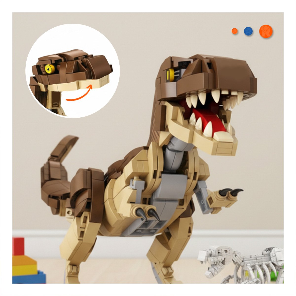 JUEGO DE CONSTRUCCION DINOSAURIO CON PIEZAS DIDACTICAS PARA ENSAMBLE CREATIVO Y+PAPEL REGALO - 5