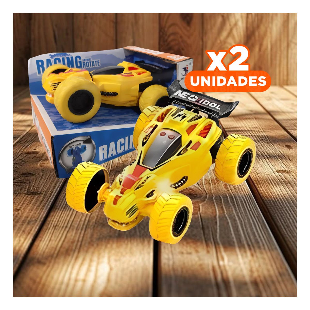 PACK2 RESISTENTE ACROBATICO JUGUETE PARA HOGAR CON CAJA AMARILLO DE JUGUETERIA Y+REGALO STICKER - 1