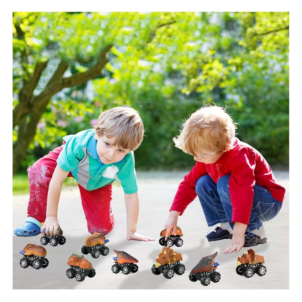 PACK4 JUEGO INFANTIL DINO SET 4 Y 2 CARRO Y MOTO PARA DIVERSION - 3