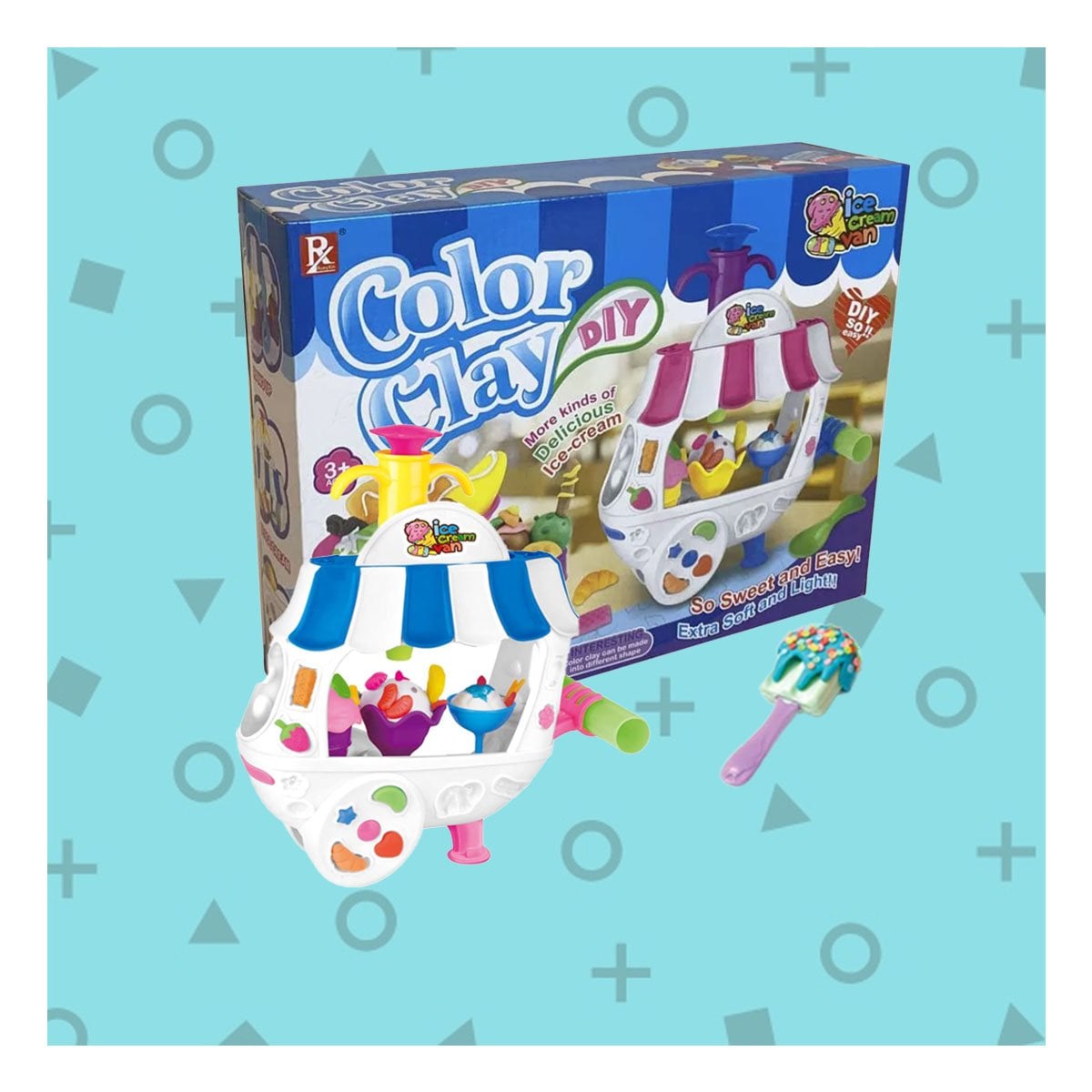 PACK12 CAMION DE HELADOS DE JUGUETE CON PLASTILINA AZUL Y BLANCO Y+PAPEL REGALO - 3