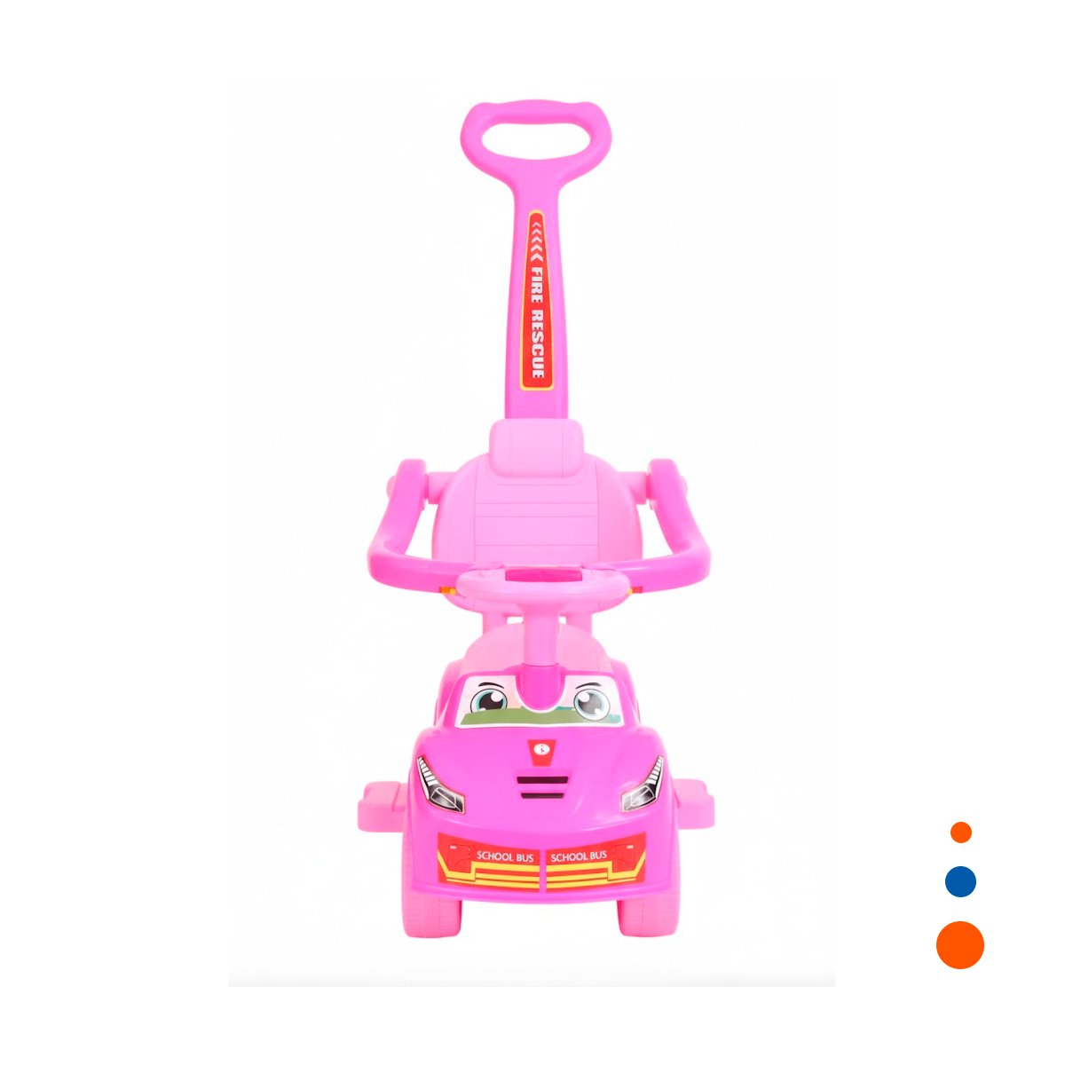 VEHICULO INFANTIL DE ARRASTRE CON MANGO DE EMPUJE Y DISENO OJOS Y+REGALO STICKER - 3