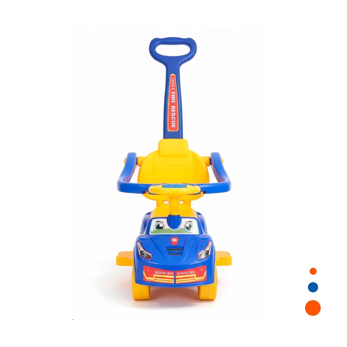 VEHICULO INFANTIL DE ARRASTRE CON MANGO DE EMPUJE Y DISENO OJOS Y+REGALO STICKER - 3