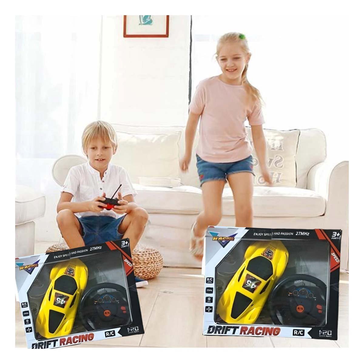 PACK6 PRACTICO CONTROL REMOTO AMARILLO PARA JUEGO Y+PAPEL REGALO - 5