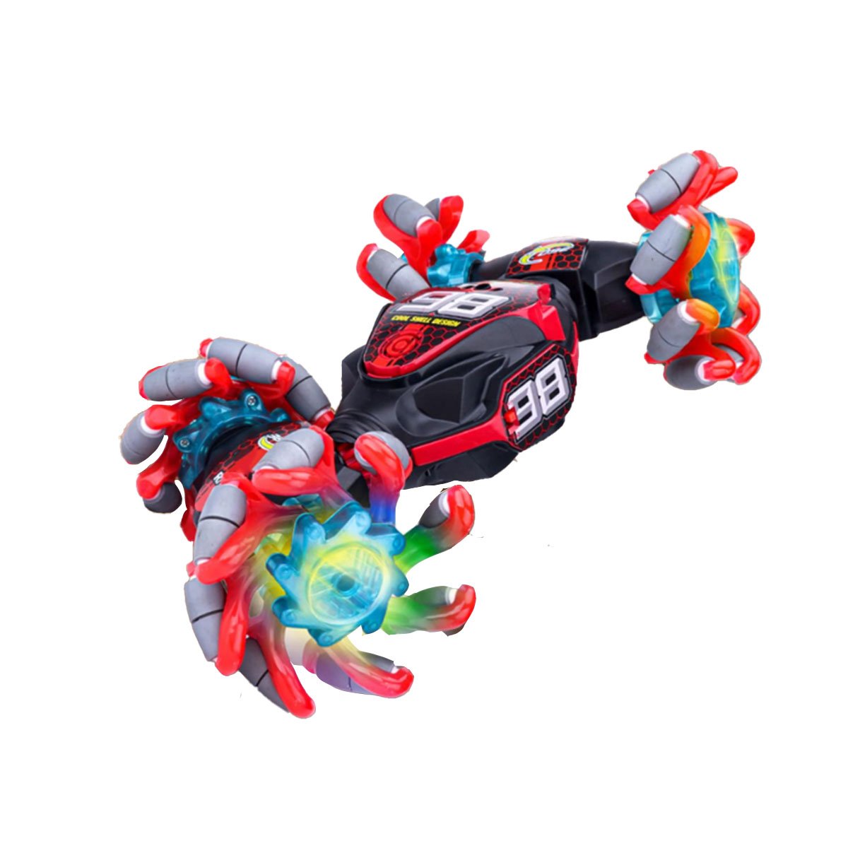 AUTO ACROBATICO CON RELOJ PARA MANIOBRAS RAPIDAS ROJO Y CELESTE 27X16CM Y+PAPEL REGALO - 1
