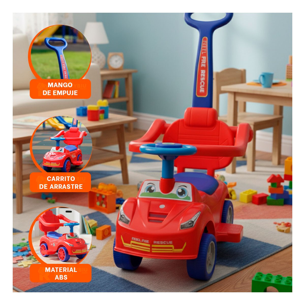 PACK2 JUEGO INFANTIL DE ARRASTRE CON MANGO DE EMPUJE PARA NINO Y+REGALO STICKER - 5