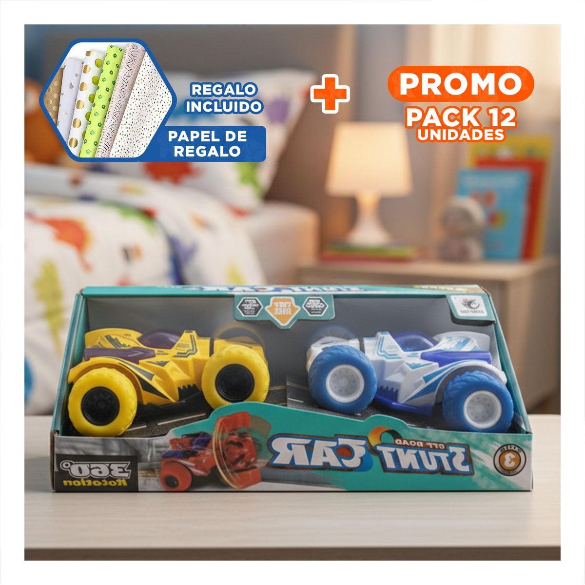 PACK12 CREATIVO STUNT DOBLE CON CAJA PARA JUEGO IMAGINATIVO Y+PAPEL REGALO - 1