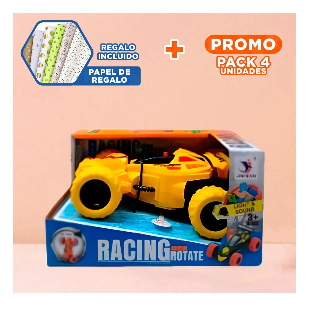PACK4 PORTATIL ACROBATICO JUGUETE PARA HOGAR CON CAJA AMARILLO DE JUGUETERIA Y+PAPEL REGALO - 1