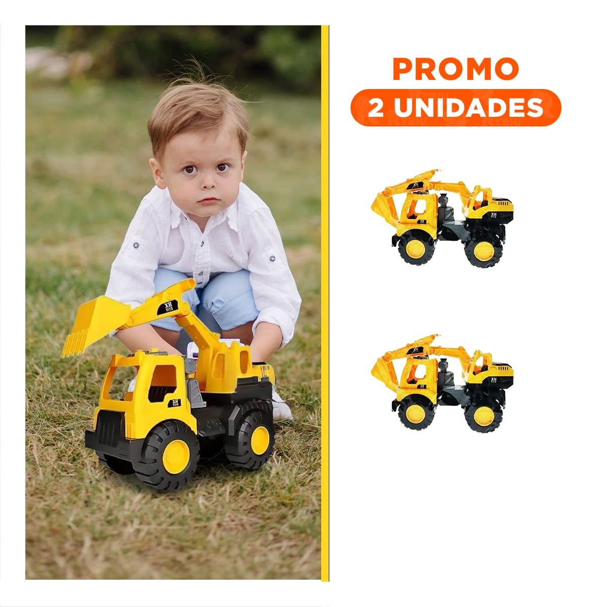 PACK2 JUGUETE EXCAVADOR AMARILLO DE CONSTRUCCION EN BOLSA GRANDE PARA JUEGO EN HOGAR - 1