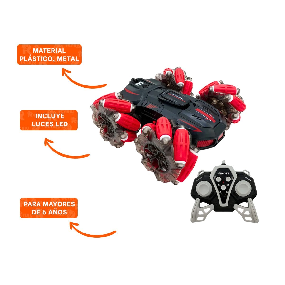 VEHICULO CON CONTROL REMOTO PARA ACROBACIAS Y MOVIMIENTO CONSTANTE EN ZONAS DE JUEGO - 3