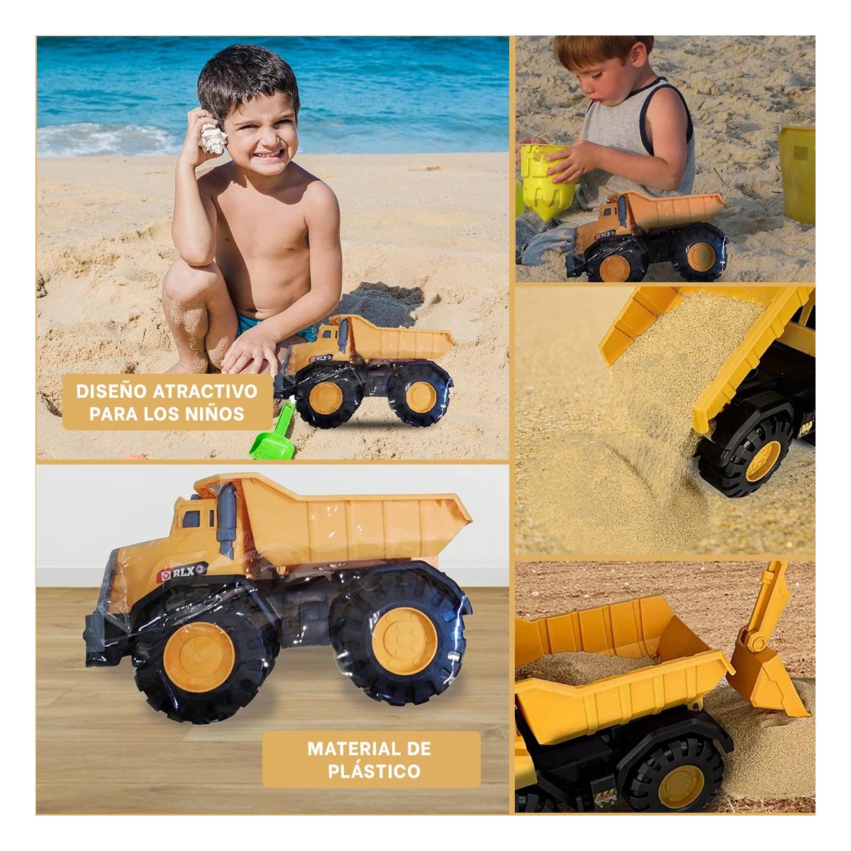 PACK4 CONSTRUCTOR VOLQUETE AMARILLO DE JUGUETE EN BOLSA PARA CONSTRUCCION Y+REGALO STICKER - 2