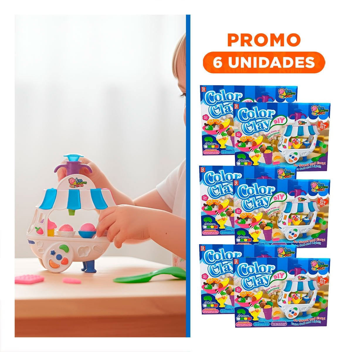 PACK6 ESTACION CON HELADOS Y PLASTILINA AZUL Y BLANCO PARA ACTIVIDADES - 1