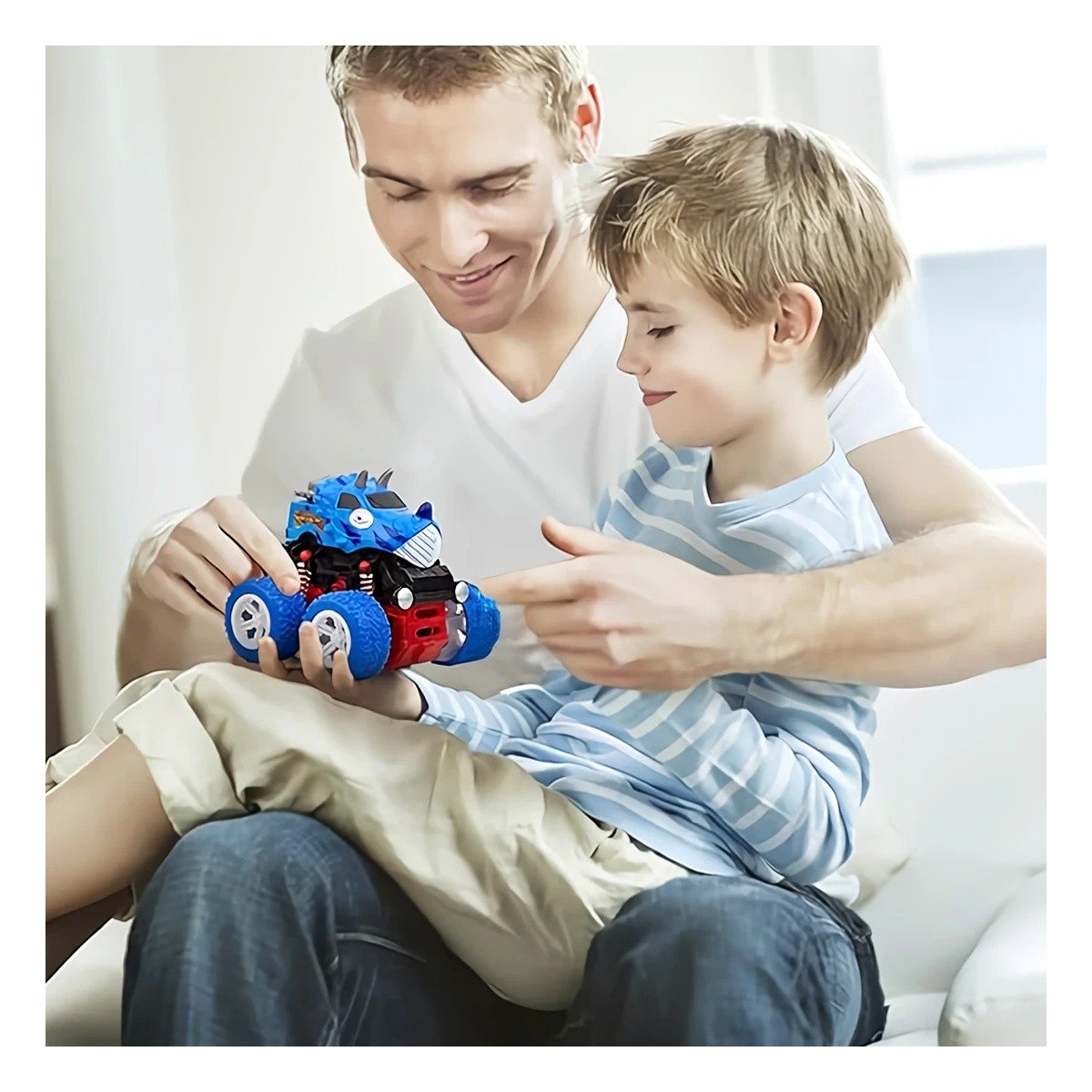 PACK2 JUGUETE DE ACCION MONSTER TRUCK EN CAJA RESISTENTE PARA DIVERSION EN CASA Y+PAPEL REGALO - 2