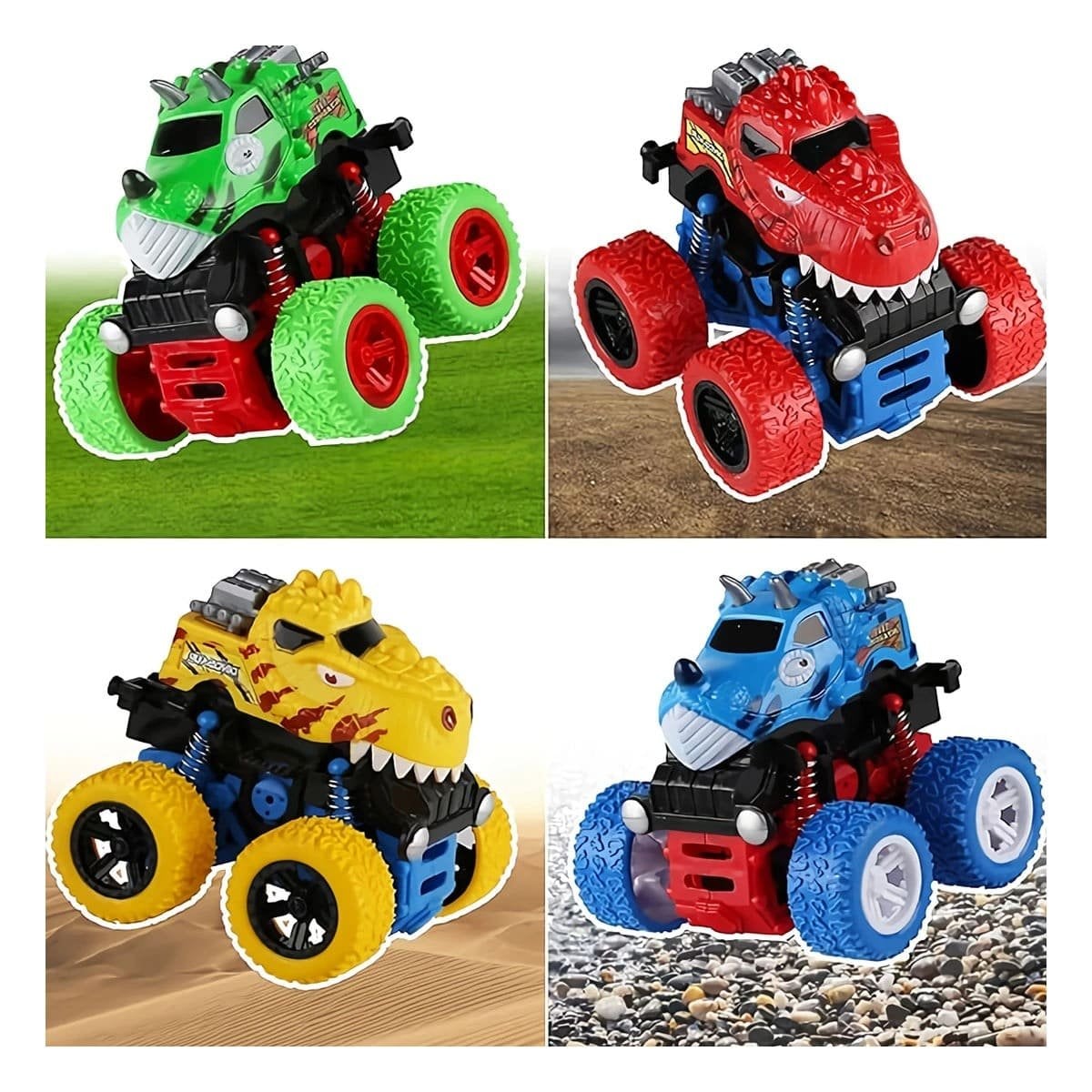 PACK2 JUGUETE DE ACCION MONSTER TRUCK EN CAJA RESISTENTE PARA DIVERSION EN CASA Y+PAPEL REGALO - 5