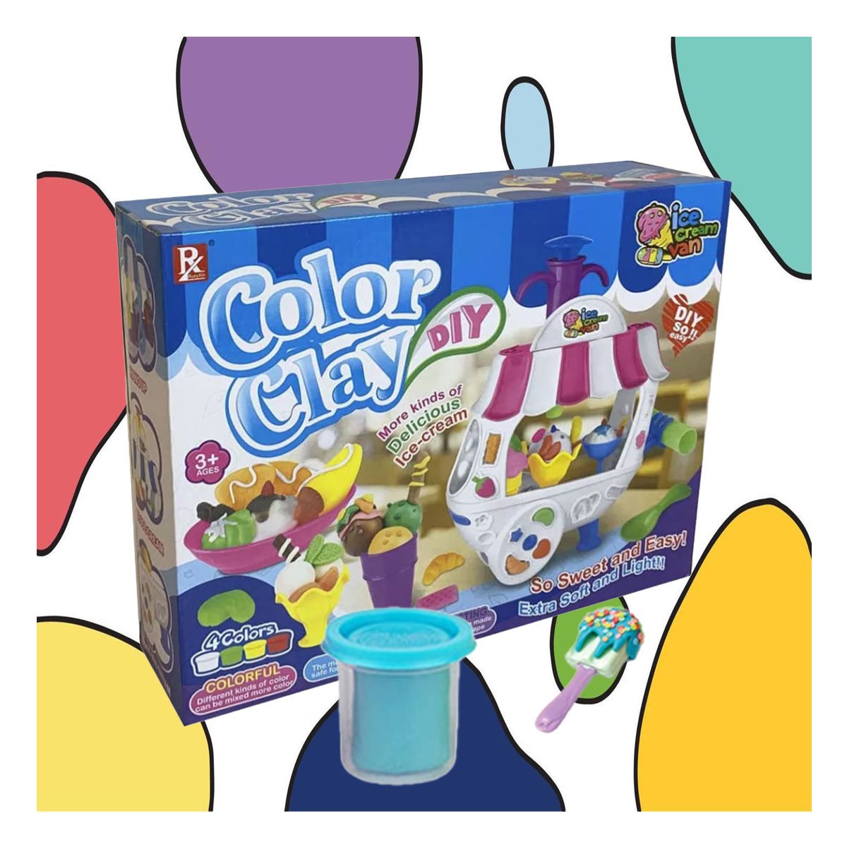 PACK2 PUESTO INFANTIL CON HELADOS Y PLASTILINA AZUL Y BLANCO PARA JUEGO - 3