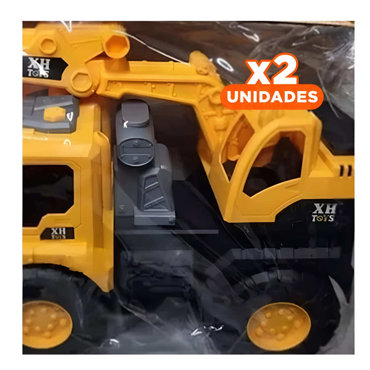 PACK2 JUGUETE EXCAVADOR AMARILLO DE CONSTRUCCION GRANDE CON ESTILO REAL Y+REGALO STICKER - 1