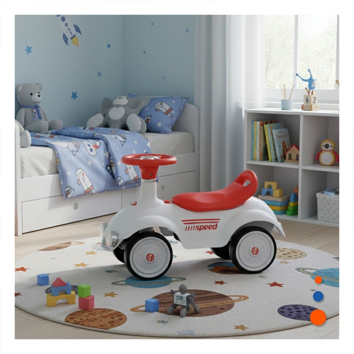 VEHICULO DE ARRASTRE PARA NINOS 54X33CM BLANCO Y NARANJA PARA USO DIARIO Y+LIGAS REGALO - 1