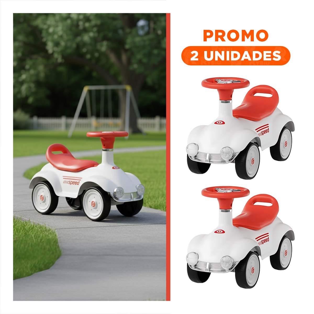 PACK2 JUGUETE INFANTIL CON ARRASTRE MANUAL 54X33CM BLANCO Y NARANJA - 1