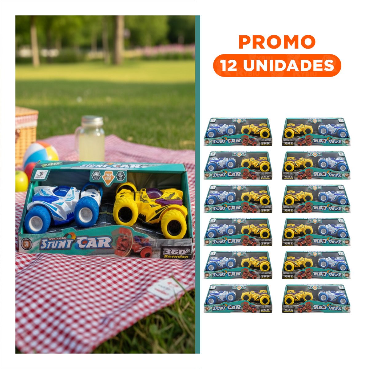 PACK12 DIVERTIDO STUNT DOBLE CON CAJA PARA JUEGO ACTIVO EN CASA Y+REGALO STICKER - 1