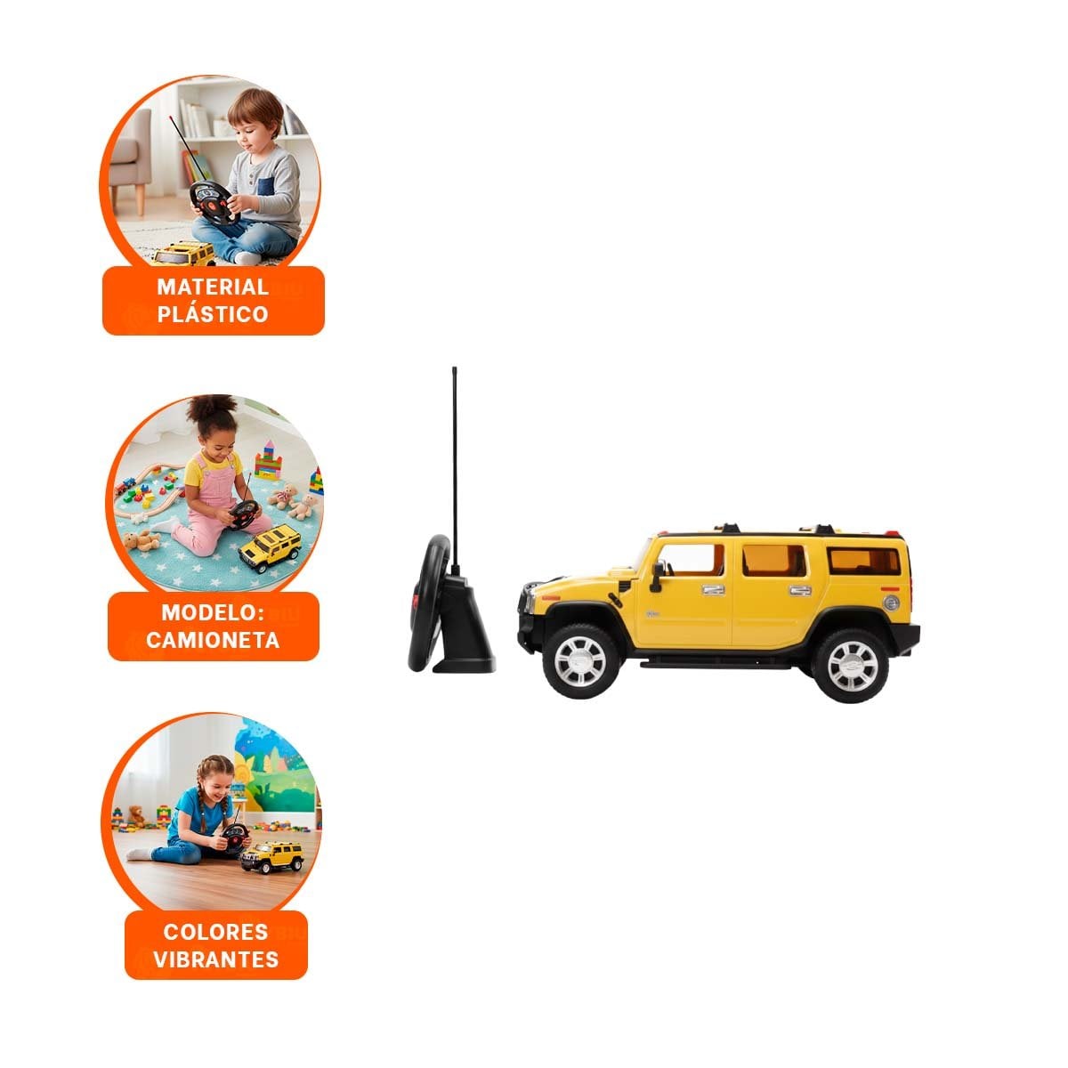 PRODUCTO A CONTROL REMOTO TIPO CAMIONETA AMARILLO PARA USO RECREATIVO DIARIO - 3