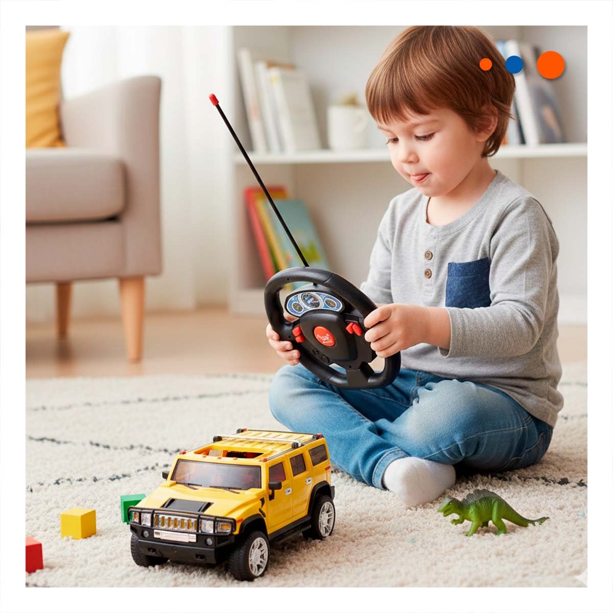 PACK4 CAMIONETA RECREATIVA A CONTROL REMOTO AMARILLO PARA JUEGO EN CASA Y+PAPEL REGALO - 2