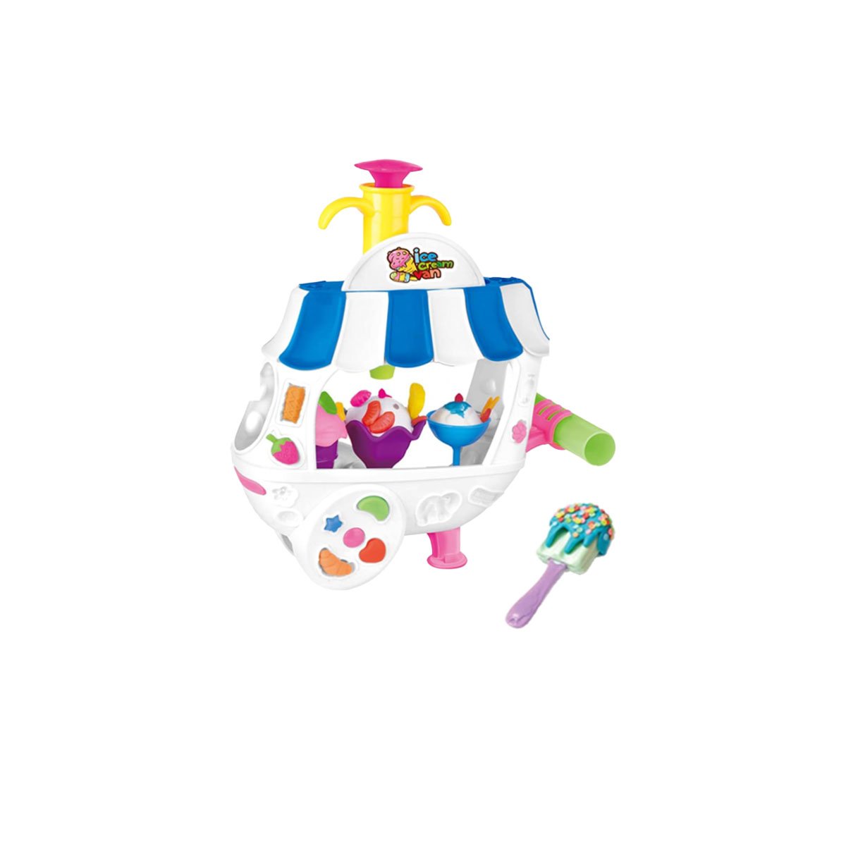 VEHICULO DE HELADOS CON PLASTILINA AZUL Y BLANCO PARA CREAR ESCENAS Y+REGALO STICKER - 3