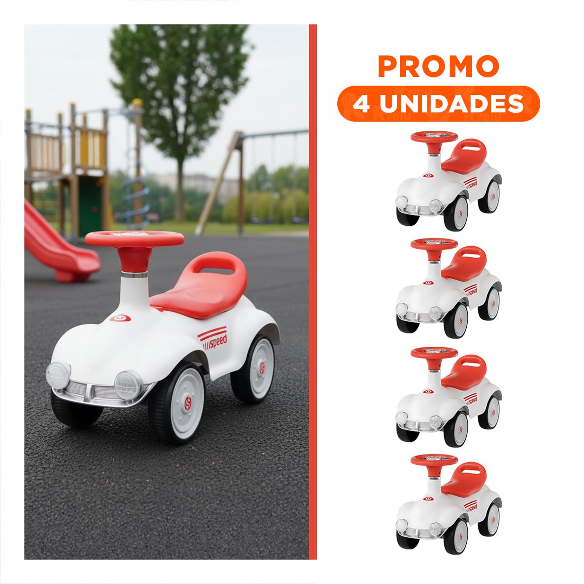 PACK4 ANDADOR INFANTIL CON ARRASTRE MANUAL 54X33CM BLANCO Y NARANJA Y+REGALO STICKER - 1