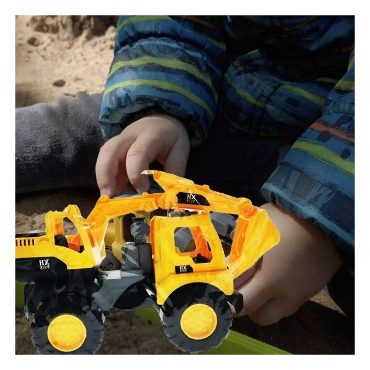 PACK6 MAQUINA EXCAVADORA AMARILLA DE CONSTRUCCION EN BOLSA GRANDE PARA JUEGO EN CASA - 3