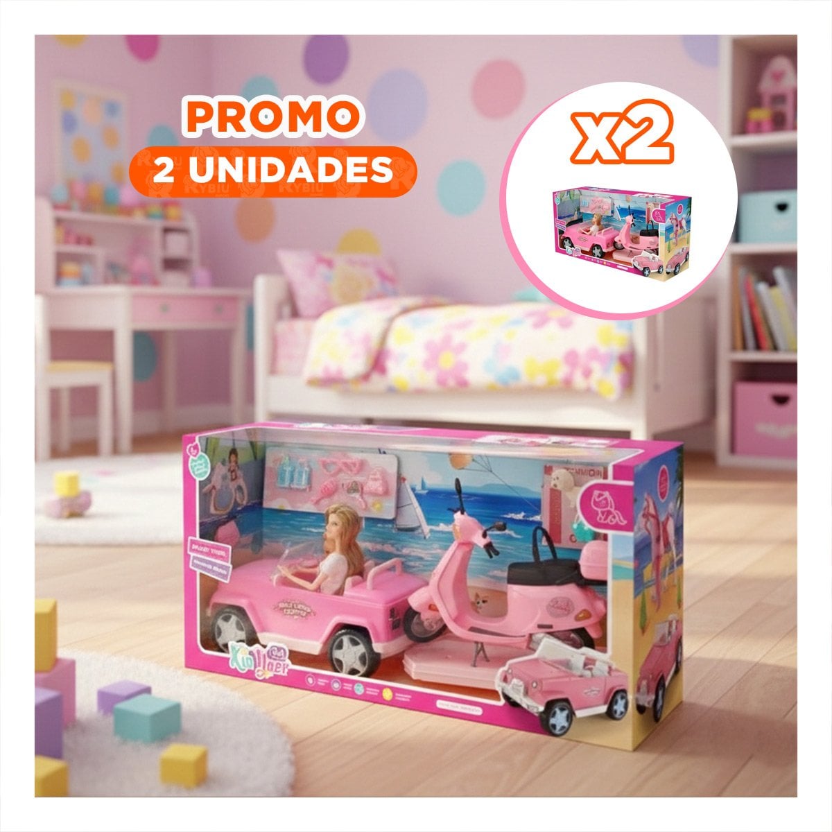 PACK2 PACK DE DIVERSION DE TRANSPORTE Y MOTO CON PERSONAJES Y ACCESORIOS Y+REGALO STICKER - 1