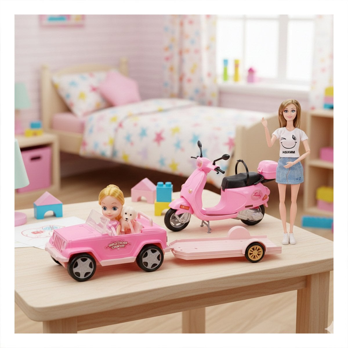 PACK2 PACK DE DIVERSION DE TRANSPORTE Y MOTO CON PERSONAJES Y ACCESORIOS Y+REGALO STICKER - 3