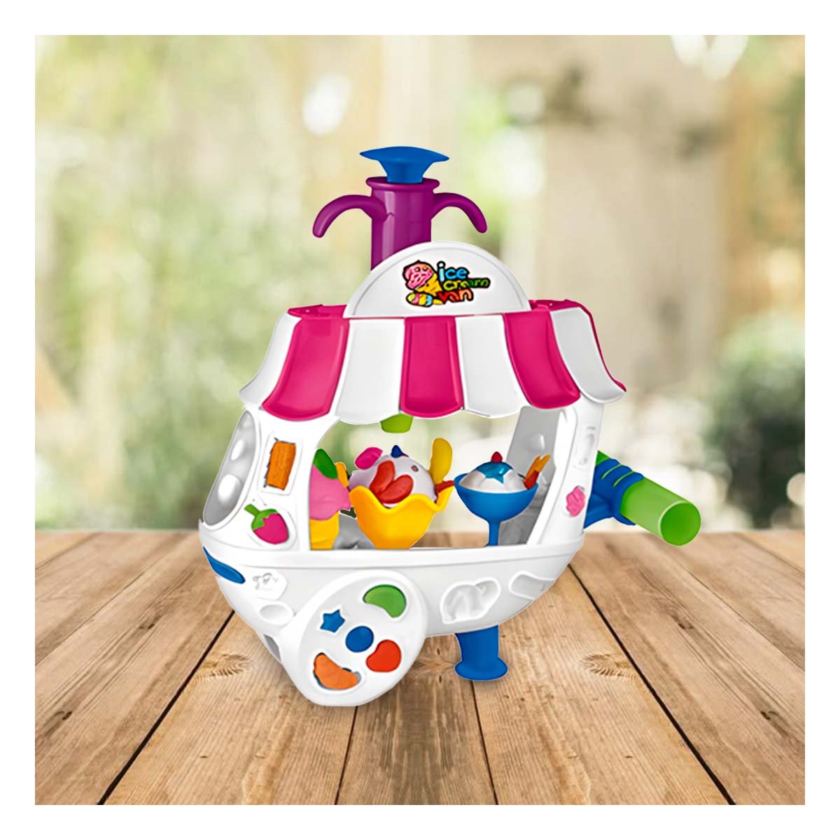 PACK12 CARRO DE HELADOS INFANTIL CON MASA MOLDEABLE PARA JUEGO CREATIVO EN CASA Y+PAPEL REGALO - 5