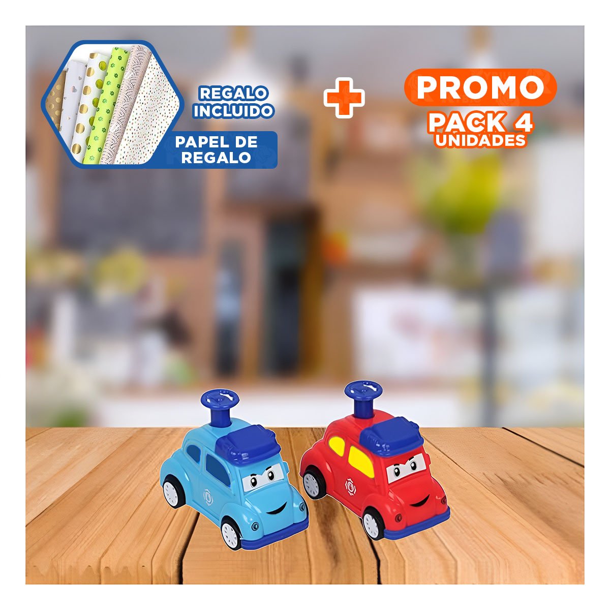 PACK4 EQUIPO DE RESCATE CARROS 4 PIEZAS MULTICOLOR PARA JUEGO INFANTIL ACTIVO Y+PAPEL REGALO - 1