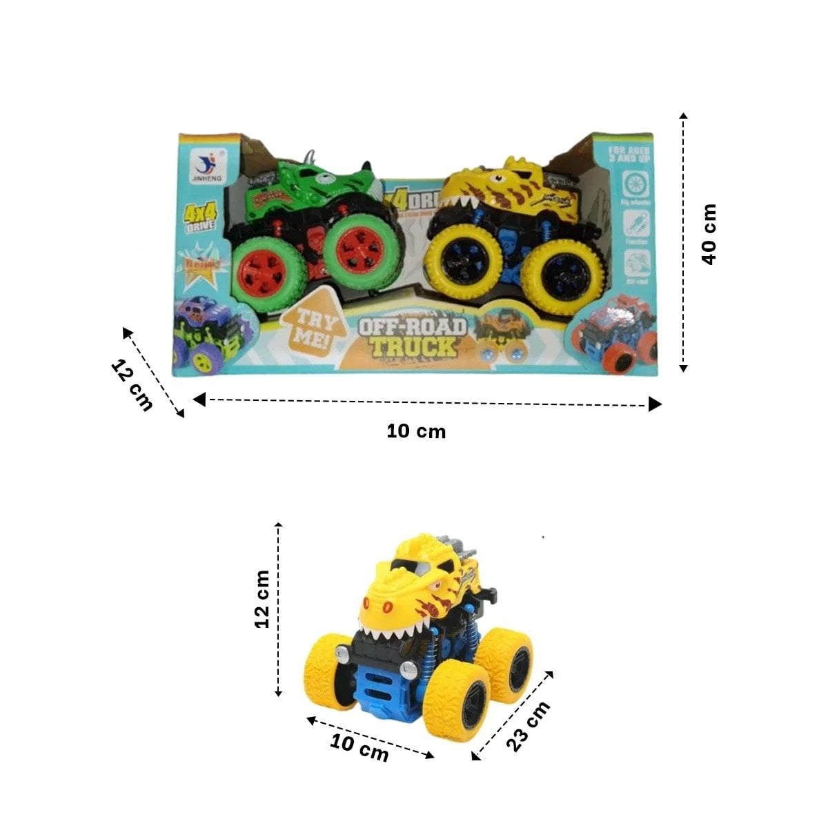 PACK6 VEHICULO RESISTENTE MONSTER TRUCK EN CAJA PARA JUEGO EN CASA Y+REGALO STICKER - 2