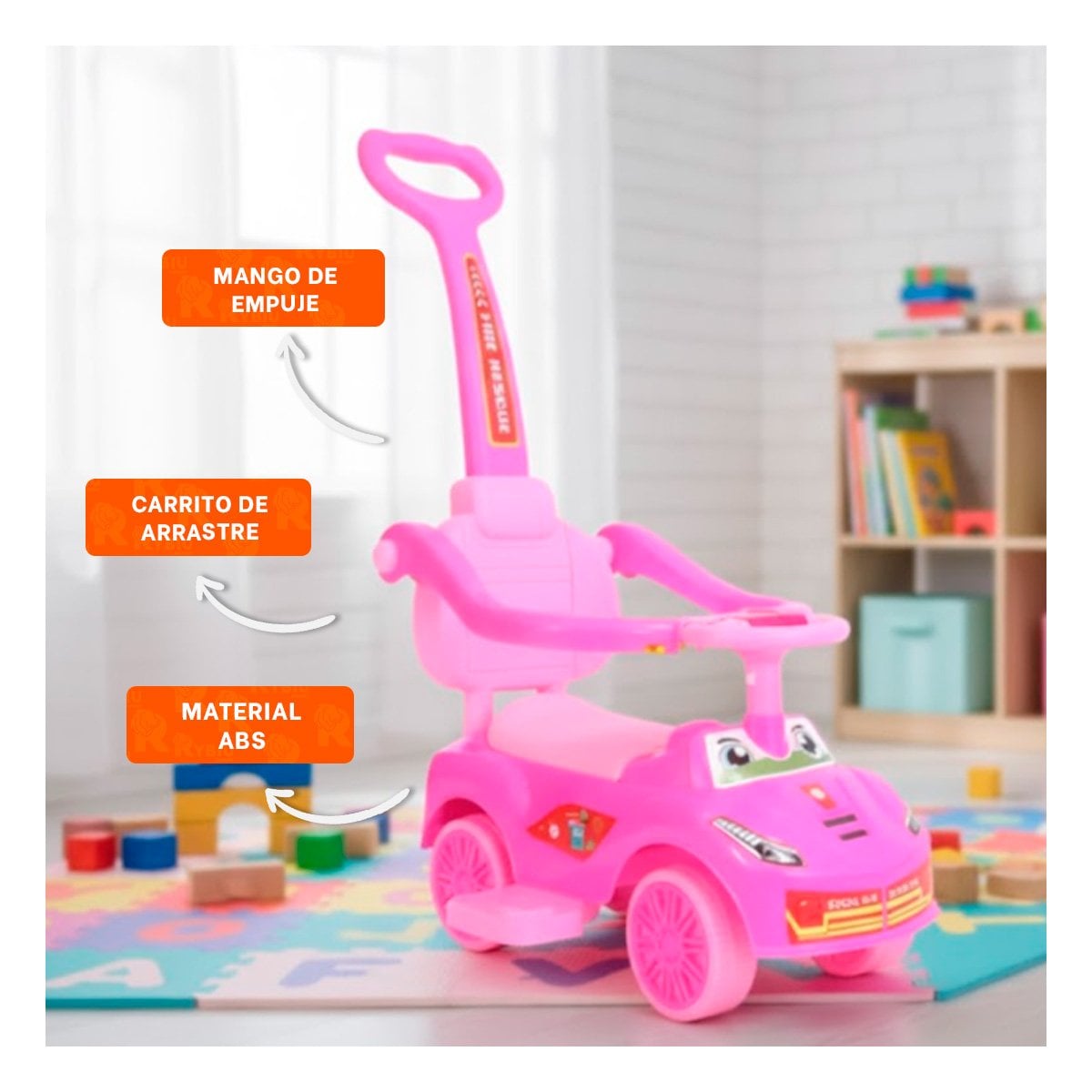 VEHICULO INFANTIL PARA JUEGO DIARIO CON ARRASTRE SEGURO Y+POST IT - 2