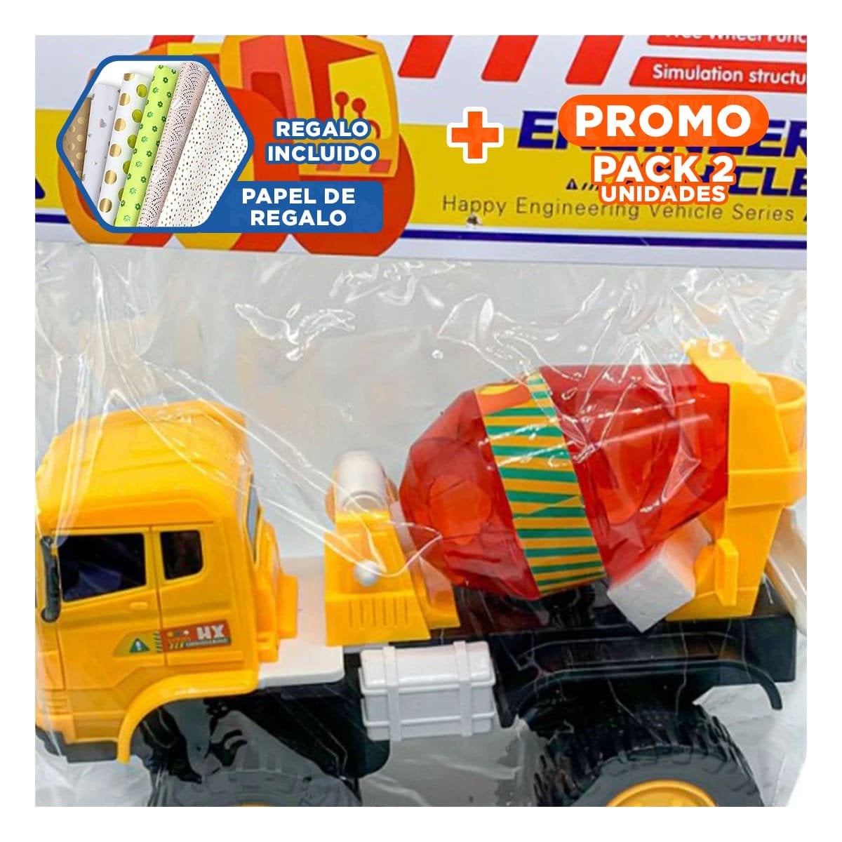 PACK2 EQUIPO DE OBRA MEZCLADOR DE CONSTRUCCION EN BOLSA GRANDE PARA DIVERSION Y+PAPEL REGALO - 1