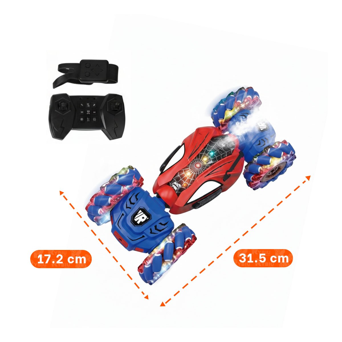 PACK2 MODELO DINAMICO ACROBATICO CON CONTROL REMOTO TELARAÑA AZUL Y ROJO Y+PAPEL REGALO - 4