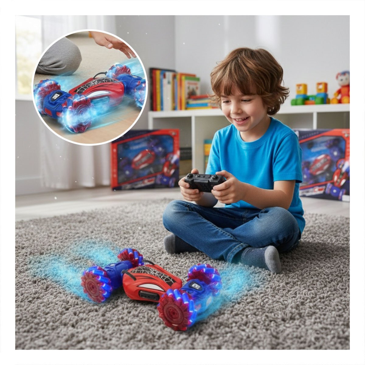 PACK2 MODELO DINAMICO ACROBATICO CON CONTROL REMOTO TELARAÑA AZUL Y ROJO Y+PAPEL REGALO - 5