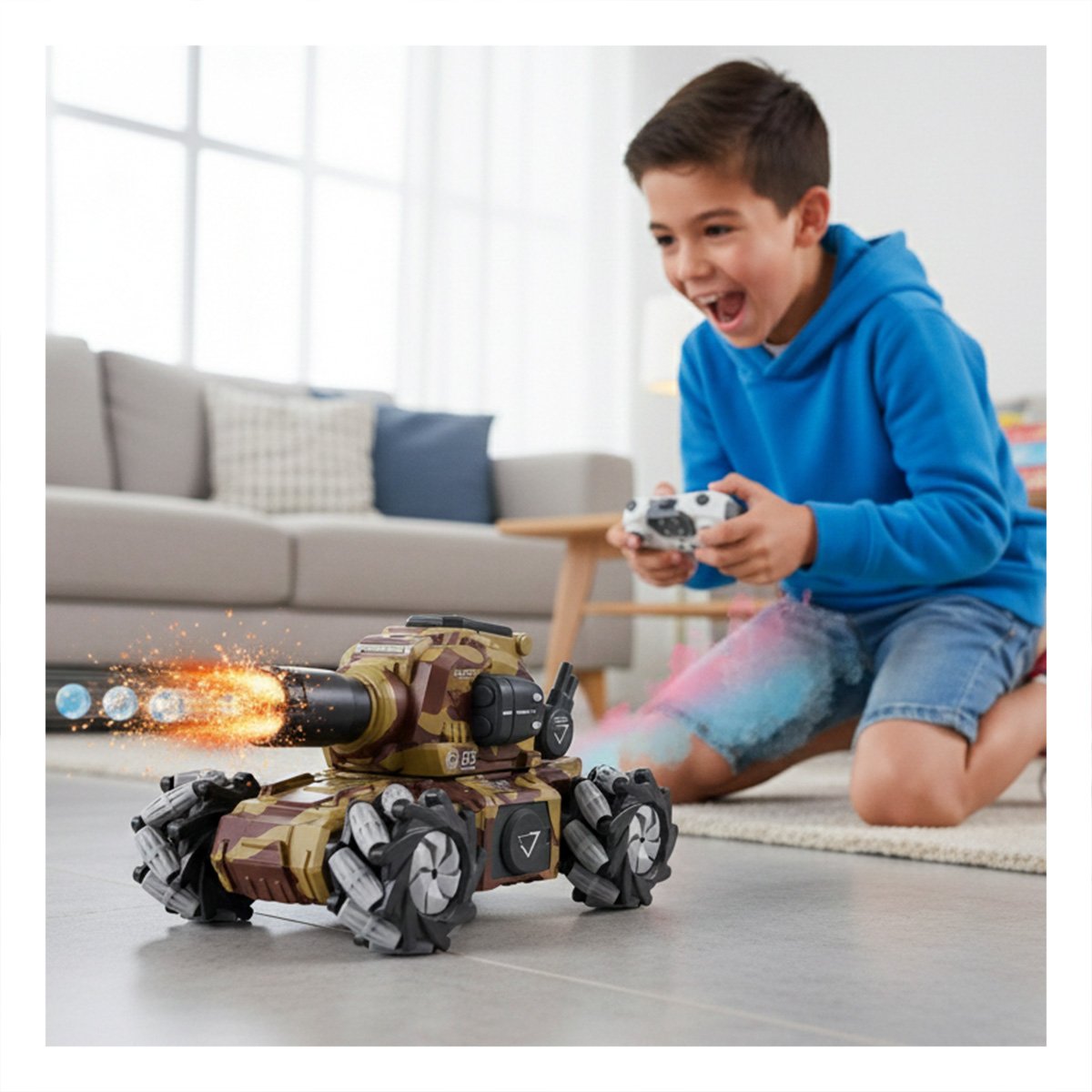 PACK2 MAQUINA DE CONTROL REMOTO PARA ACCION INFANTIL CON HIDROGEL MILITAR Y+REGALO STICKER - 5