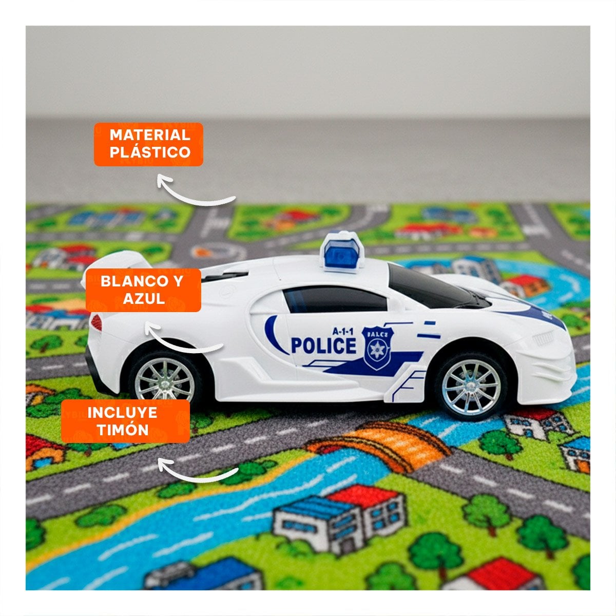 PACK6 ARTICULO RECREATIVO A CONTROL REMOTO POLICIA BLANCO Y AZUL PARA JUEGOS Y+PAPEL REGALO - 2