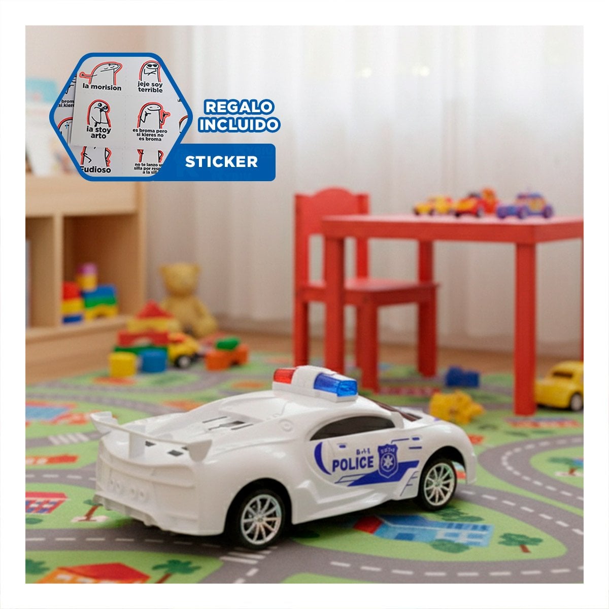 PIEZA A CONTROL REMOTO POLICIA BLANCO Y AZUL PARA JUEGOS DINAMICOS EN HOGAR Y+REGALO STICKER - 1