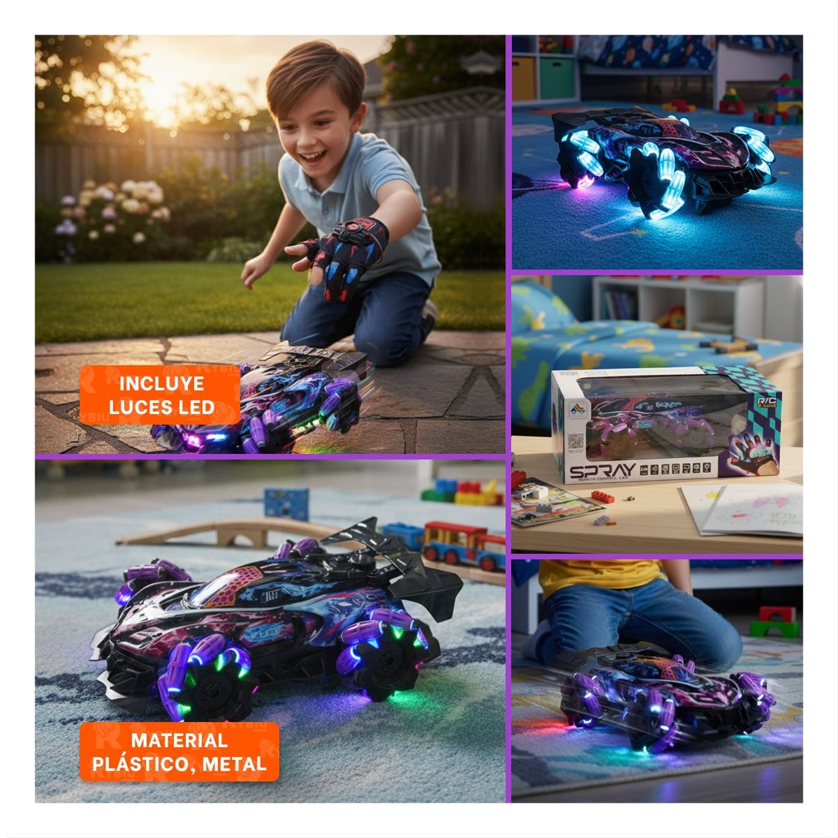 CARRO ACROBATICO CON GUANTES DE CONTROL PARA JUEGO ACTIVO Y DIVERSION FAMILIAR EN MORADO - 5