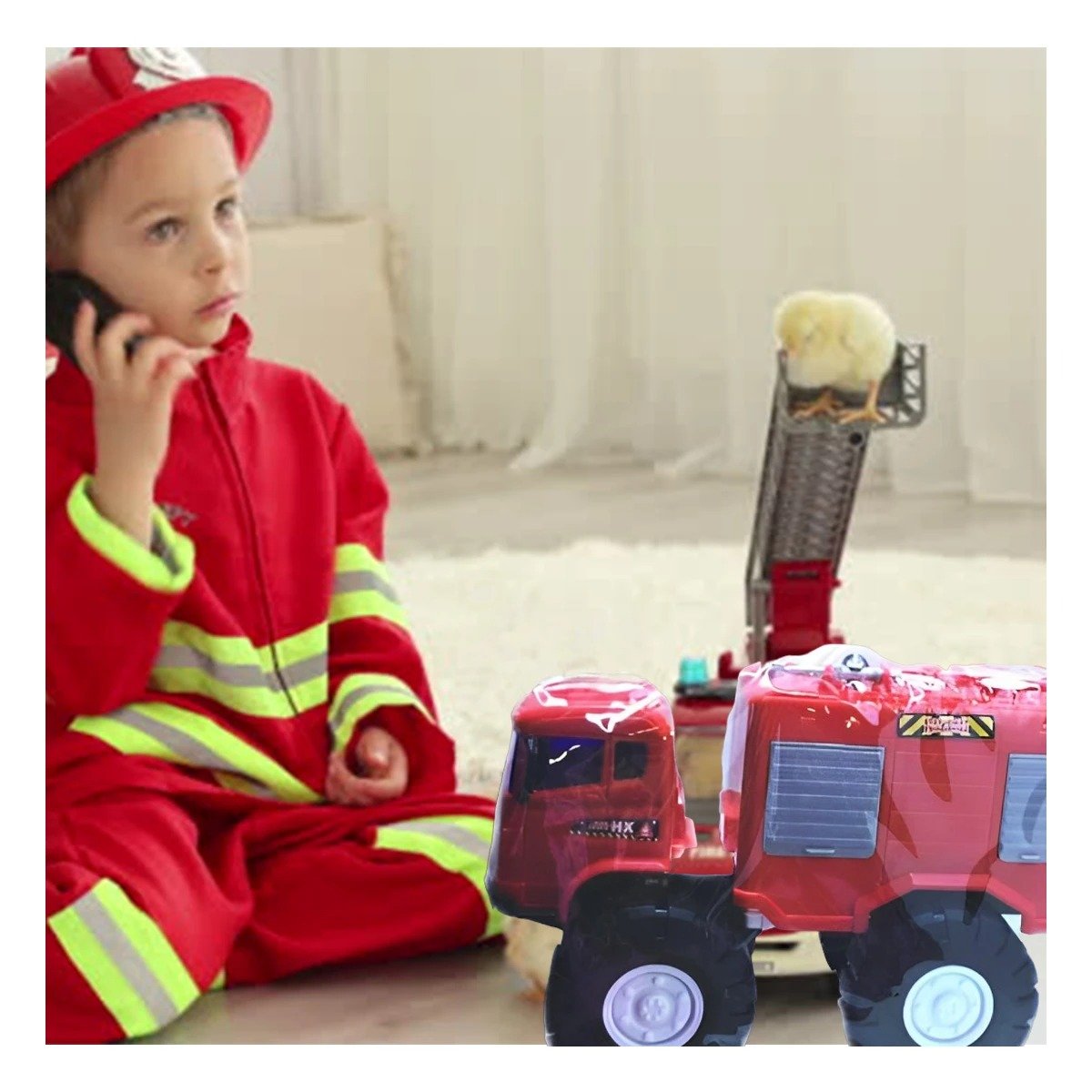 PACK6 COBERTURA BOMBERO ROJO EN BOLSA JUGUETE INFANTIL PARA DIVERSION EN HOGAR Y+PAPEL REGALO - 2